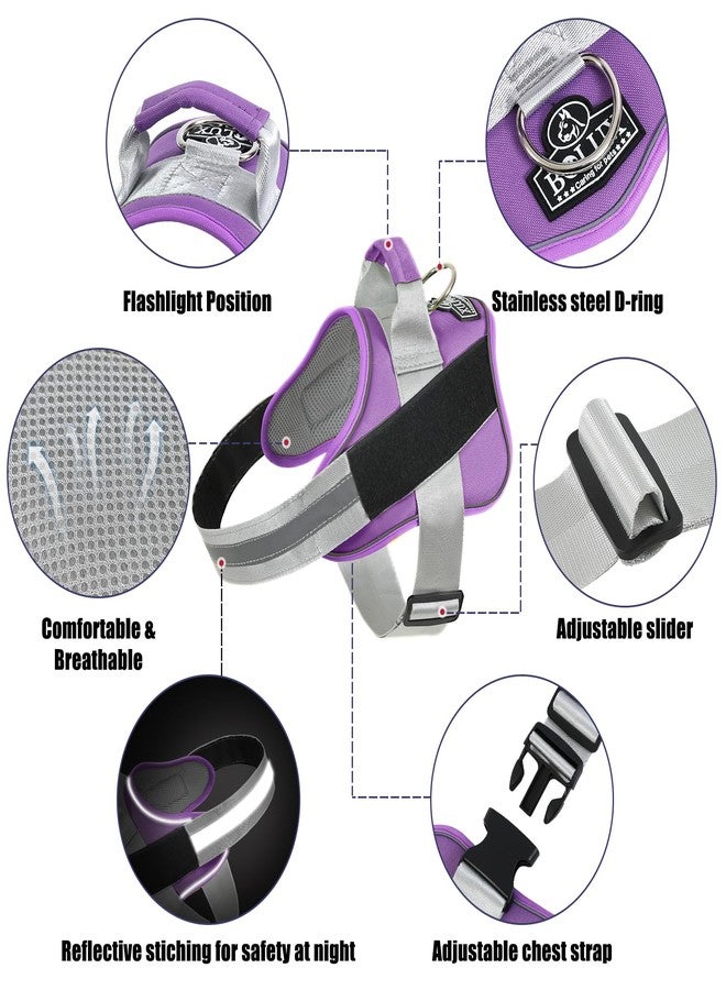 Bolux Dog Harness, No-Pull Reflective Dog Vest, Breathable Adjustable Pet Harness with Handle for Outdoor Walking - No More Pulling, Tugging or Choking (Lavender, Medium (Pack of 1)) - Image 2